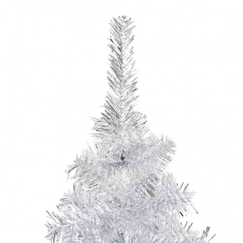 Sztuczna choinka z lampkami i bombkami, srebrna, 150 cm, PET