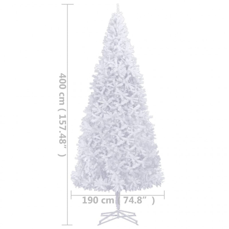 Sztuczna choinka z lampkami, 400 cm, biała