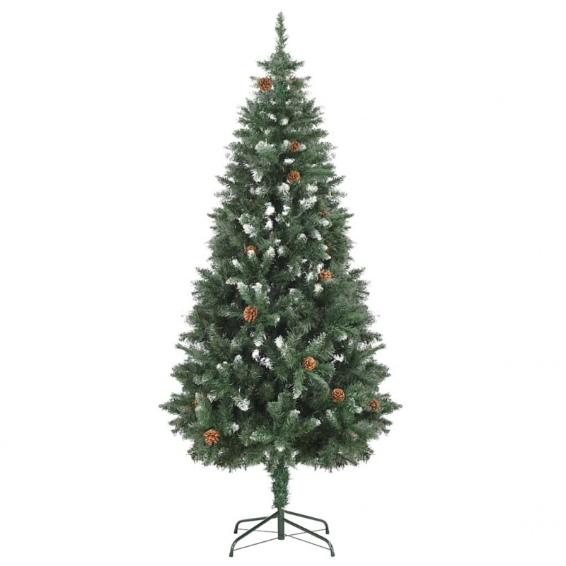 Sztuczna choinka z lampkami, bombkami i szyszkami, 180 cm