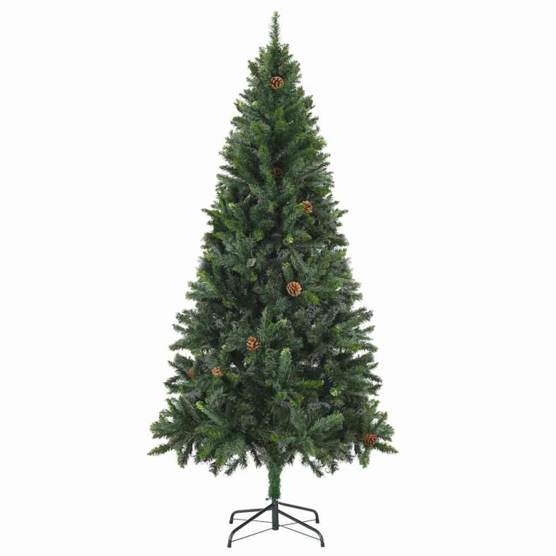 Sztuczna choinka z lampkami, bombkami i szyszkami, 180 cm