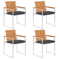 Krzesła ogrodowe z poduszkami, 4 szt., lite drewno akacjowe
