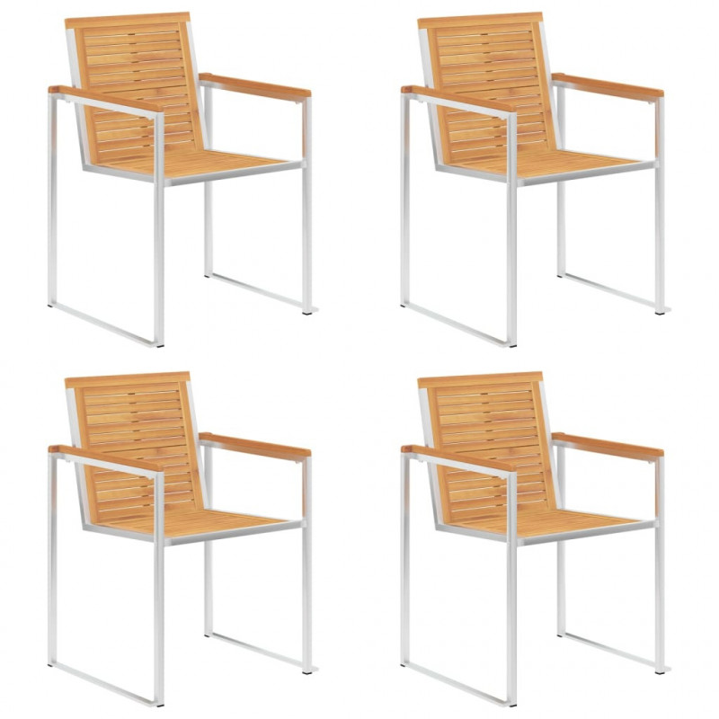 Krzesła ogrodowe z poduszkami, 4 szt., lite drewno tekowe