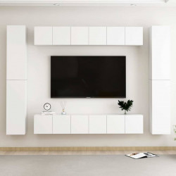 10-cz. zestaw szafek TV, biały, materiał drewnopochodny