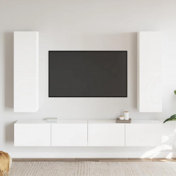 4-cz. zestaw szafek TV, biały, materiał drewnopochodny