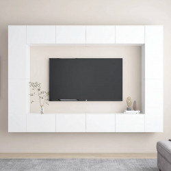 8-cz. zestaw szafek TV, biały, materiał drewnopochodny