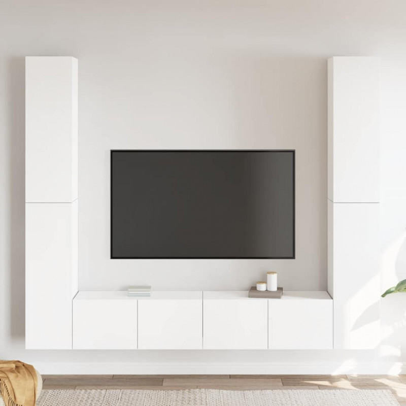 6-cz. zestaw szafek TV, biały, materiał drewnopochodny