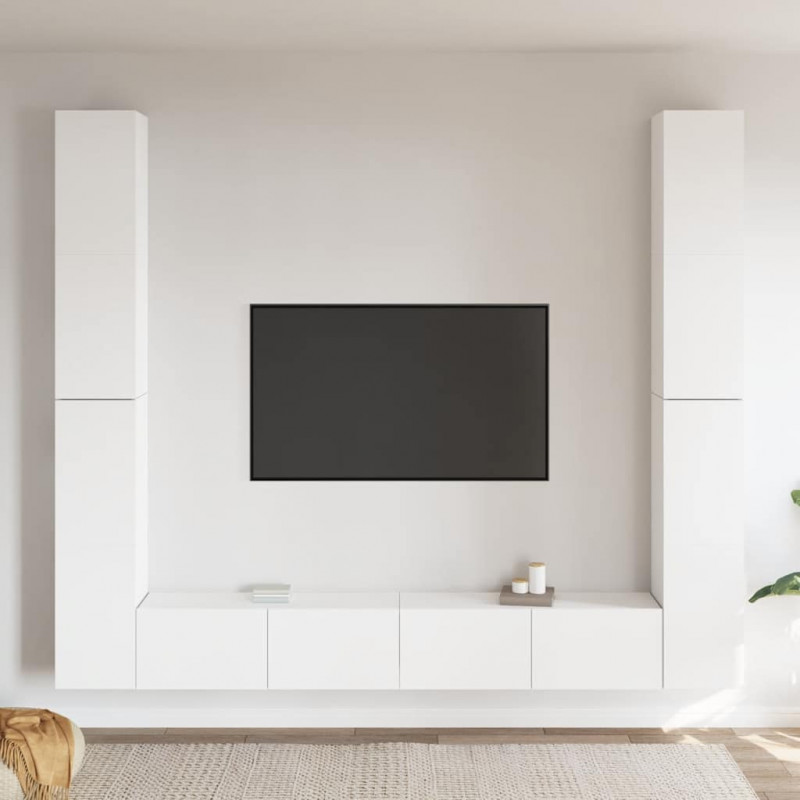 6-cz. zestaw szafek TV, biały, materiał drewnopochodny