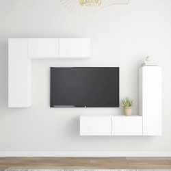 4-cz. zestaw szafek TV, biały, materiał drewnopochodny
