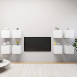 Wiszące szafki TV, 8 szt., białe, 30,5 x 30 x 30 cm