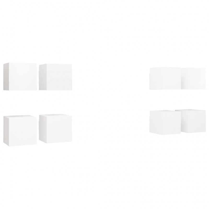Wiszące szafki TV, 8 szt., białe, 30,5 x 30 x 30 cm