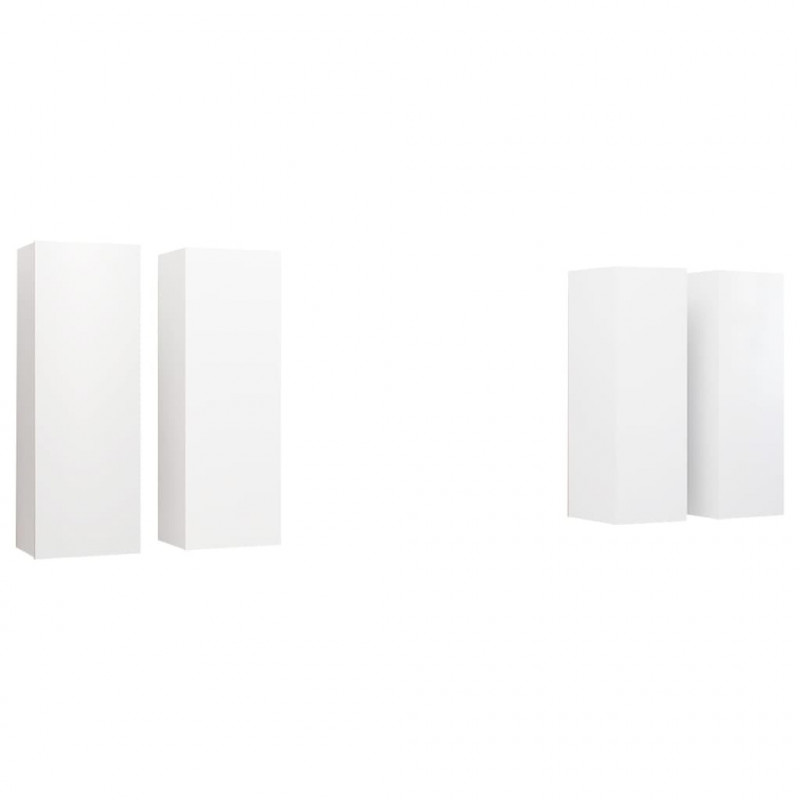 Szafki TV, 4 szt., białe, 30,5 x 30 x 90 cm, płyta wiórowa