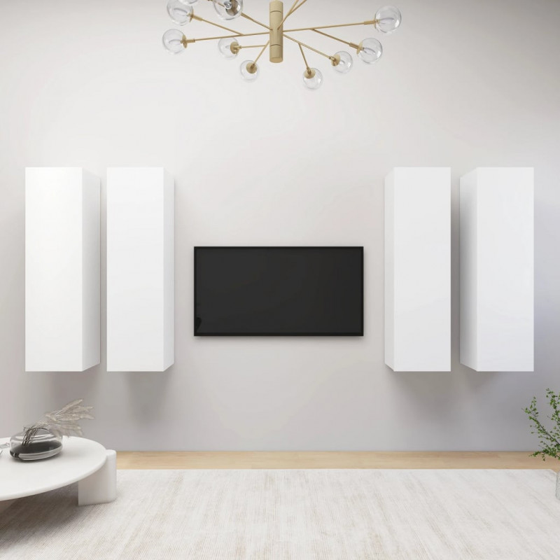 Szafki TV 4 szt., białe 30,5x30x110 cm, materiał drewnopochodny