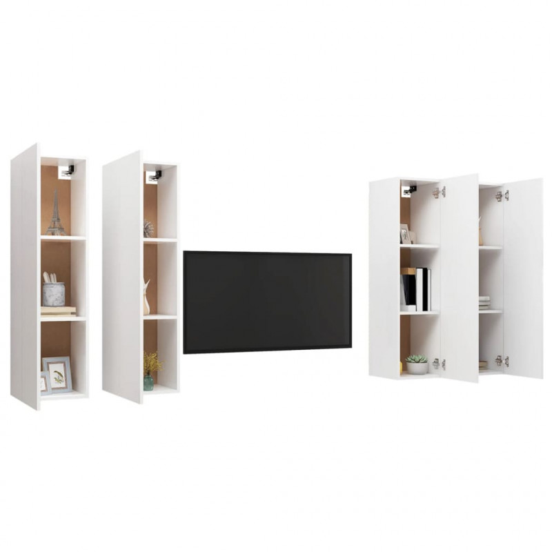 Szafki TV 4 szt., białe 30,5x30x110 cm, materiał drewnopochodny