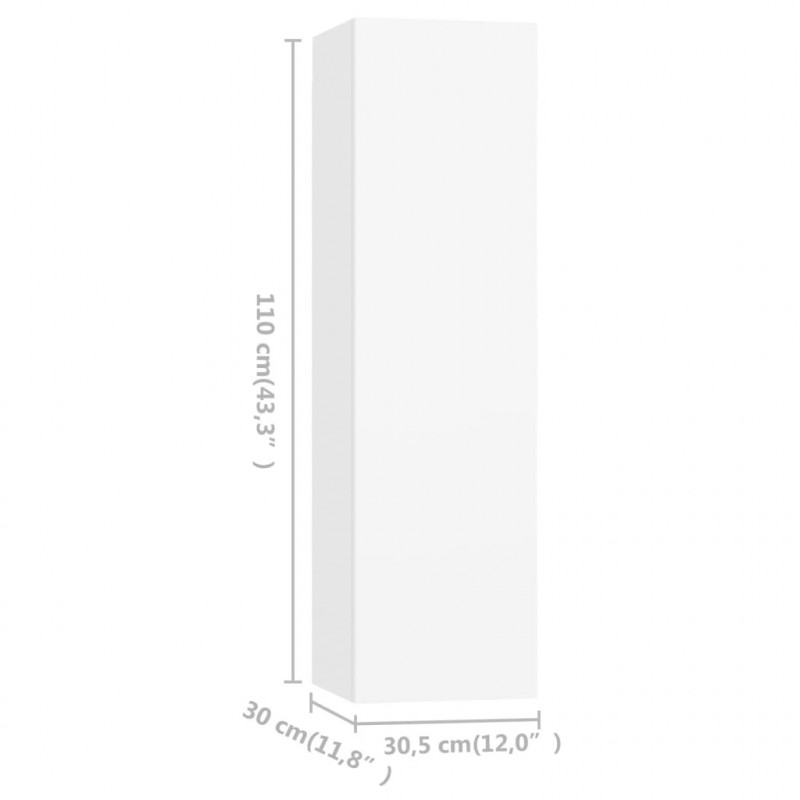 Szafki TV 4 szt., białe 30,5x30x110 cm, materiał drewnopochodny