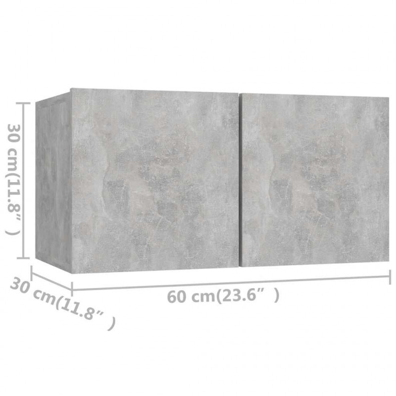 8-cz. zestaw szafek TV, szarość betonu, materiał drewnopochodny