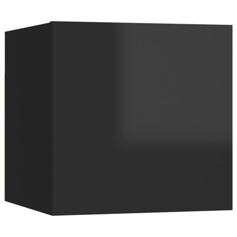 Wiszące szafki TV, 8 szt., wysoki połysk, czarne, 30,5x30x30 cm