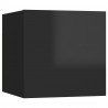 Wiszące szafki TV, 8 szt., wysoki połysk, czarne, 30,5x30x30 cm