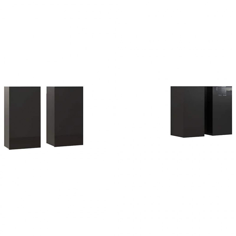 Szafki TV, 4 szt., wysoki połysk, czarne, 30,5x30x60 cm