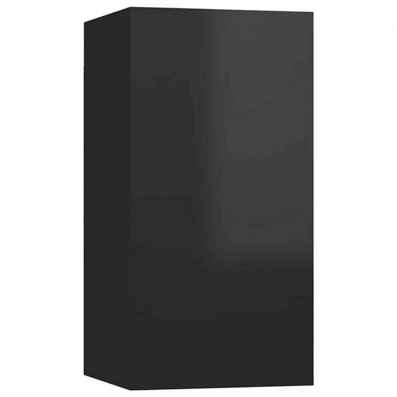 Szafki TV, 4 szt., wysoki połysk, czarne, 30,5x30x60 cm