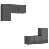 4-cz. zestaw szafek TV, wysoki połysk, szary