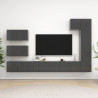 8-cz. zestaw szafek TV, wysoki połysk, szary