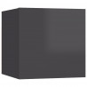 Wiszące szafki TV, 8 szt., wysoki połysk, szare, 30,5x30x30 cm