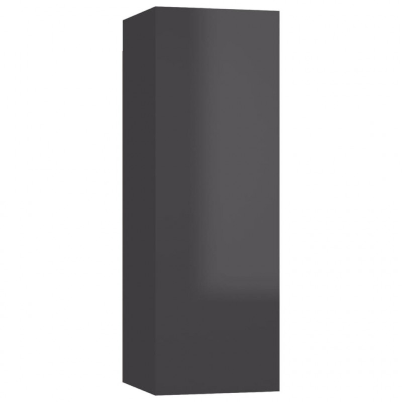 Szafki TV, 4 szt., wysoki połysk, szare, 30,5x30x90 cm