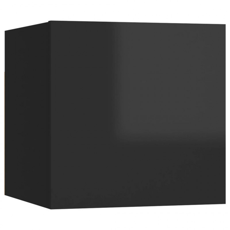 Szafki nocne, 2 szt., wysoki połysk, czarne, 30,5x30x30 cm