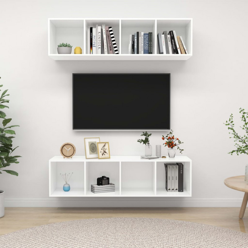 Wiszące szafki TV, 2 szt., białe, materiał drewnopochodny