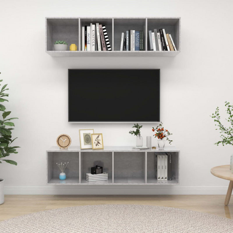 Wiszące szafki TV, 2 szt., szarość betonu