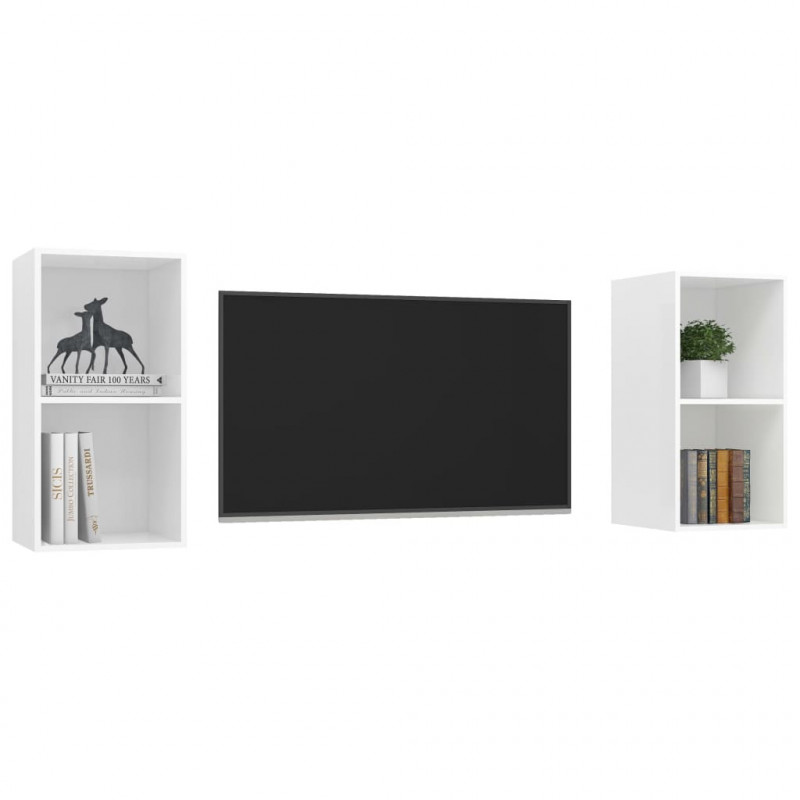 Wiszące szafki TV, 2 szt., białe, materiał drewnopochodny