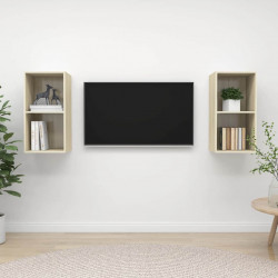 Wiszące szafki TV, 2 szt., dąb sonoma, płyta wiórowa