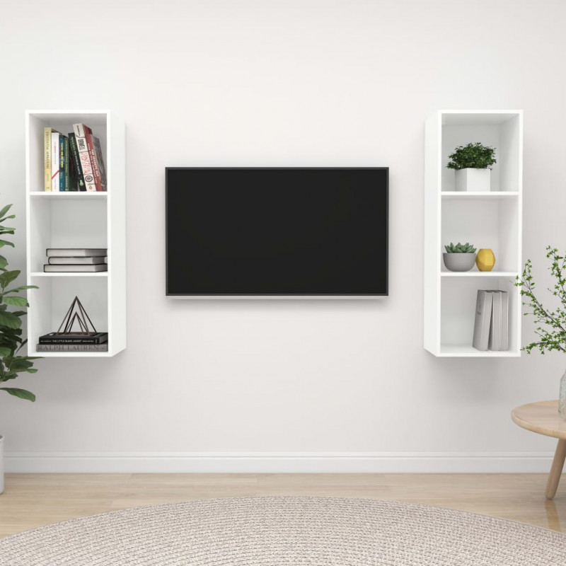 Wiszące szafki TV, 2 szt., białe, materiał drewnopochodny