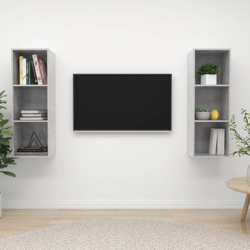 Wiszące szafki TV, 2 szt., szarość betonu