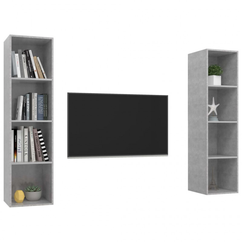 Wiszące szafki TV, 2 szt., szarość betonu