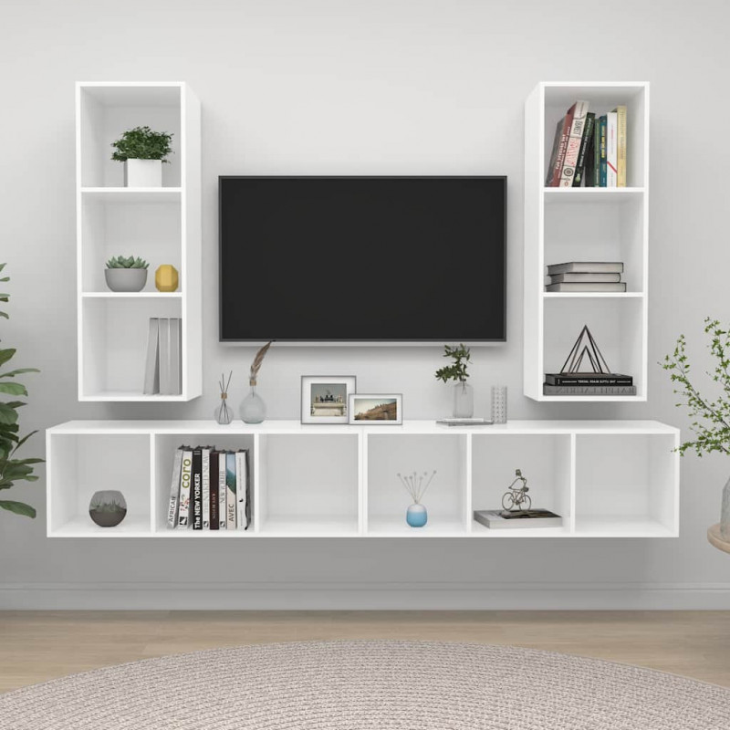 Wiszące szafki TV, 4 szt., białe, materiał drewnopochodny