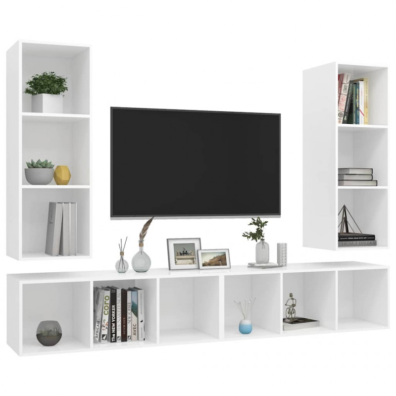 Wiszące szafki TV, 4 szt., białe, materiał drewnopochodny