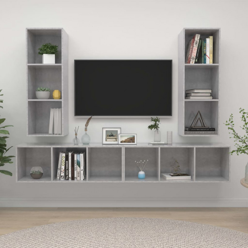 Wiszące szafki TV, 4 szt., szarość betonu