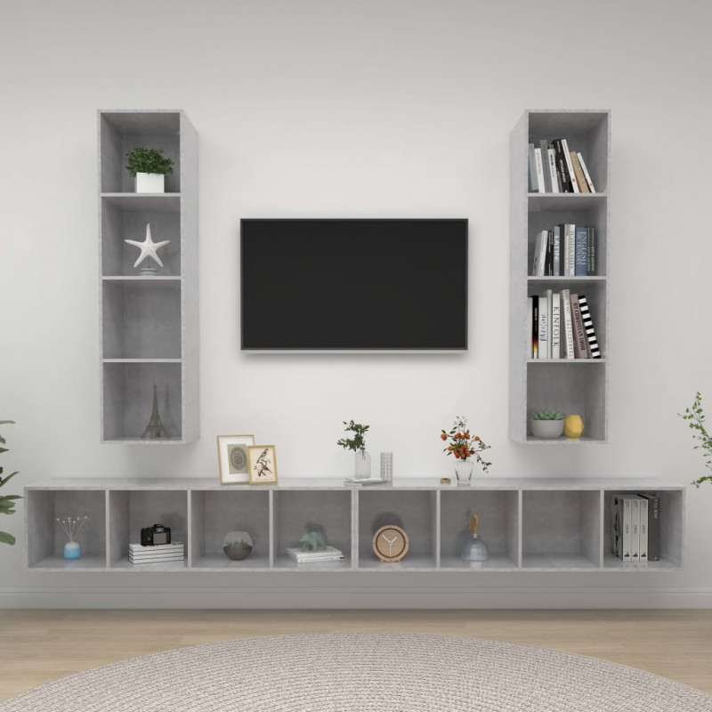 Wiszące szafki TV, 4 szt., szarość betonu