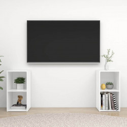 Szafki TV, 2 szt., białe, wysoki połysk, 72x35x36,5 cm, płyta