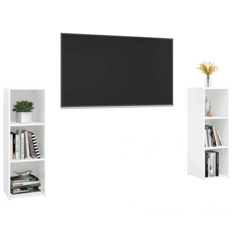 Szafki TV, 2 szt., białe, 107x35x37 cm, płyta wiórowa