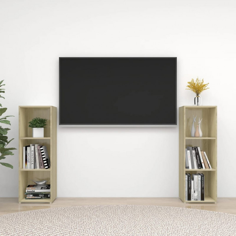 Szafki TV, 2 szt., dąb sonoma, 107x35x37 cm, płyta wiórowa
