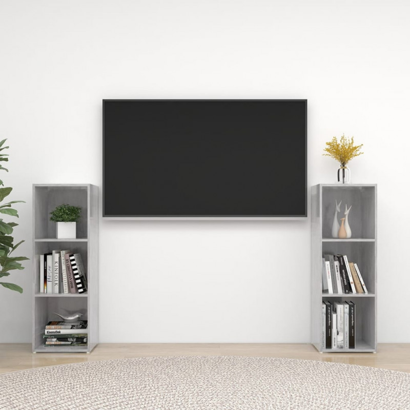 Szafki TV, 2 szt., szarość betonu, 107x35x37 cm