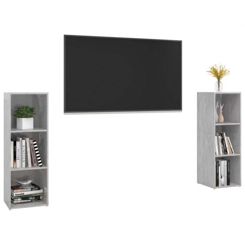 Szafki TV, 2 szt., szarość betonu, 107x35x37 cm