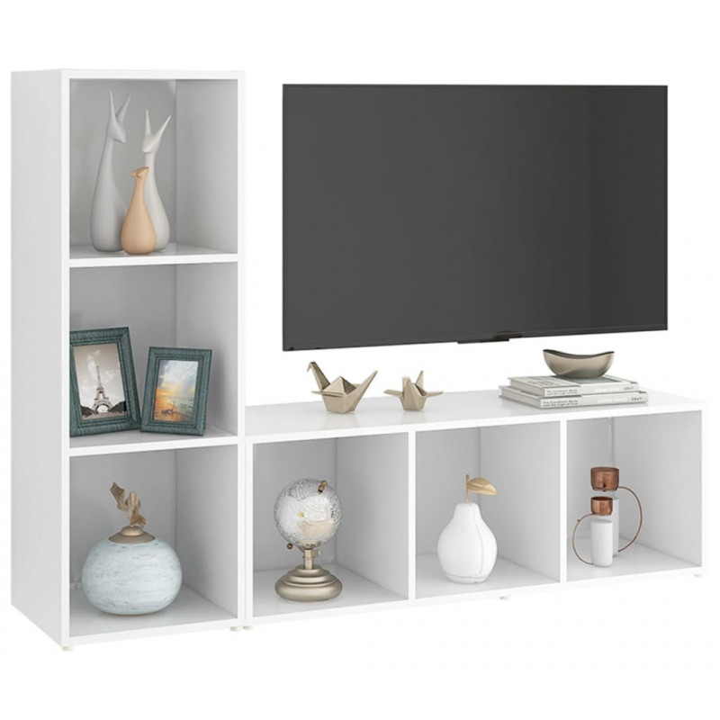 Szafki TV, 2 szt., białe, 107x35x37 cm, materiał drewnopochodny