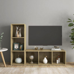 Szafki TV, 2 szt., dąb sonoma, 107x35x37 cm, płyta wiórowa