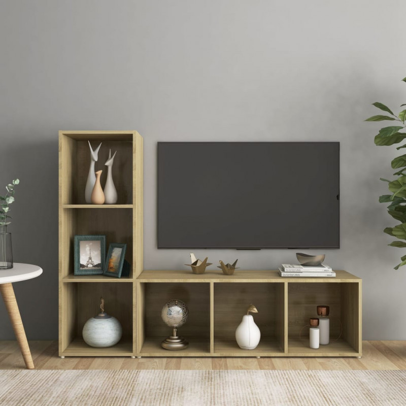 Szafki TV, 2 szt., dąb sonoma, 107x35x37 cm, płyta wiórowa