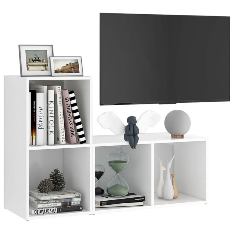 Szafki TV, 2 szt., białe, 72x35x36,5 cm, płyta wiórowa