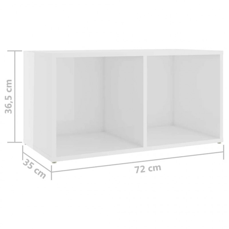 Szafki TV, 2 szt., białe, wysoki połysk, 72x35x36,5 cm, płyta