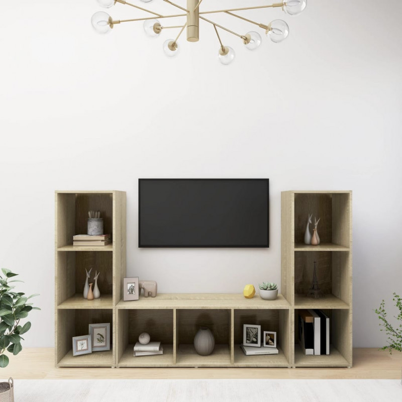 Szafki TV, 3 szt., dąb sonoma, 107x35x37 cm